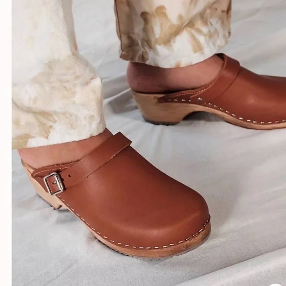 MIA Alma Clogs from Free People Cognac Brown Boho Size 37 Us 7 Ankle Strap - Picture 2 of 9